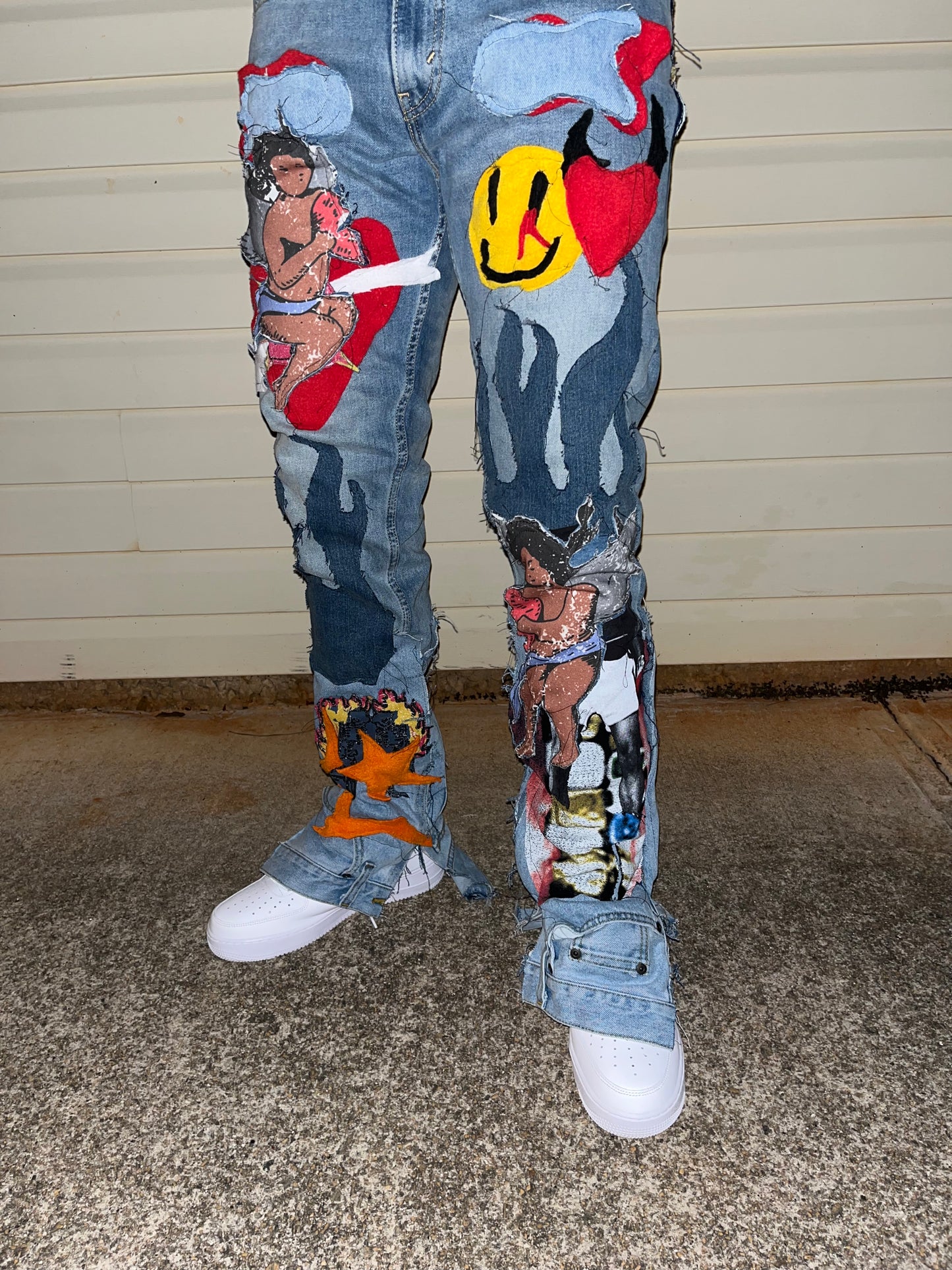 “UPSIDE DOWN” custom 1of1 upside down jeans