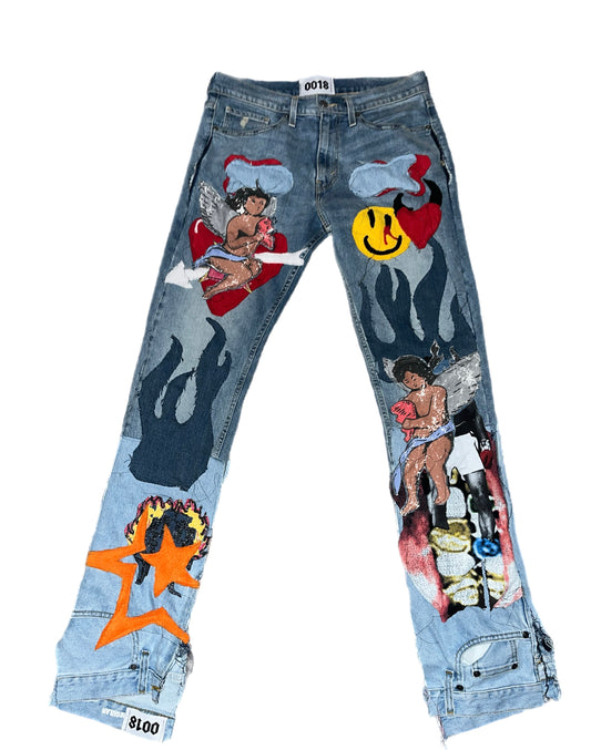 “UPSIDE DOWN” custom 1of1 upside down jeans